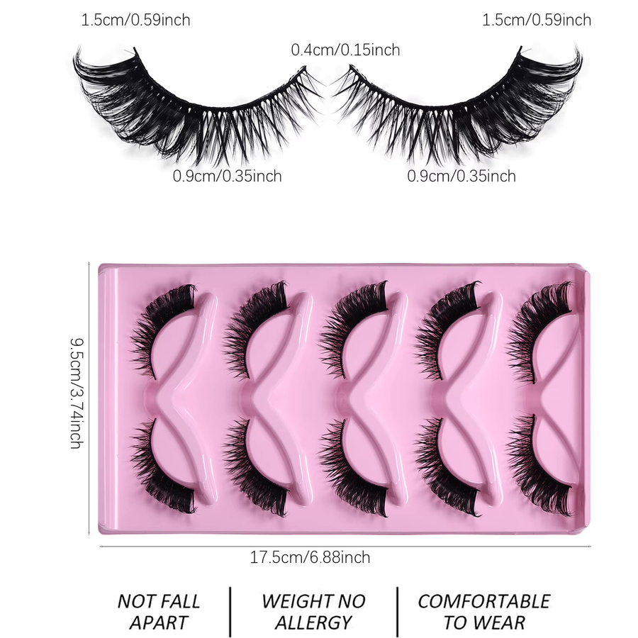 JIEFUXIN Katzenaugenwimpern Wispy Fake Lashes, 10 Paar - Bild 4