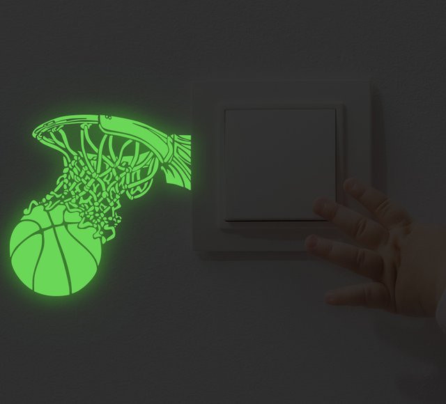 BRUP Basketball-Wandaufkleber im Dunkeln leuchtend, grüne Sport-Dekoration für Kinderzimmer und Spielzimmer - Bild 1