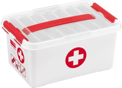Erste-Hilfe-Box Sunware Q-line mit Fächerteilung, weiß/rot, B: 30 cm, T: 20 cm, H: 14,5 cm - Bild 1