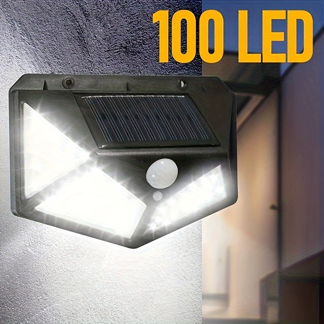 NEWBIRTH Solar-Wandleuchte mit 100 LED und PIR-Bewegungssensor, moderne Außenbeleuchtung für Garten und Hof in Schwarz oder Weiß - Bild 1