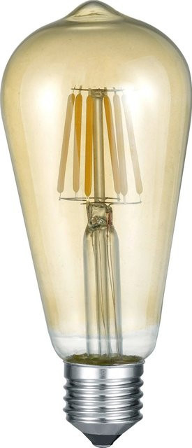 Trio LED Filament Leuchtmittel E27 Kolben Vintage Gold Transparent, 6 W, 600 lm, 2700 K Warmweiß - Bild 1