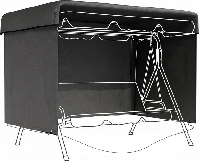 Outsunny Hollywoodschaukel Abdeckung für 3 Sitzer, wasserdichte und UV-beständige Schutzhülle für Gartenmöbel in Schwarz, H x B x T: 150 x 215 x 155 cm - Bild 1