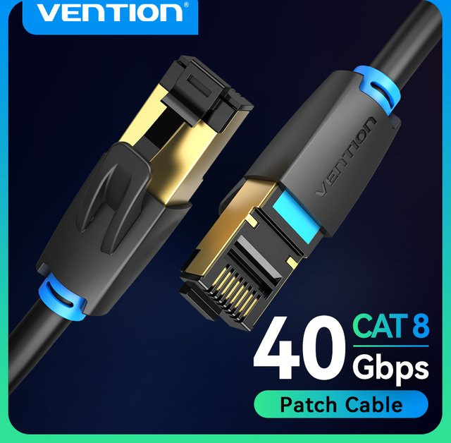Vention Ethernet-Kabel Cat 8 High Speed 40 Gbit/s SSTP Netzwerkkabel mit RJ45-Anschluss für Router und Modem - Bild 1
