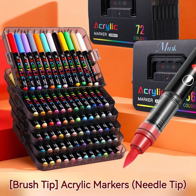 BUNKI Acryl-Pinselstift-Set mit direkt flüssiger Spitze in Multicolour für Kunst, Malerei und DIY-Basteln - Bild 1
