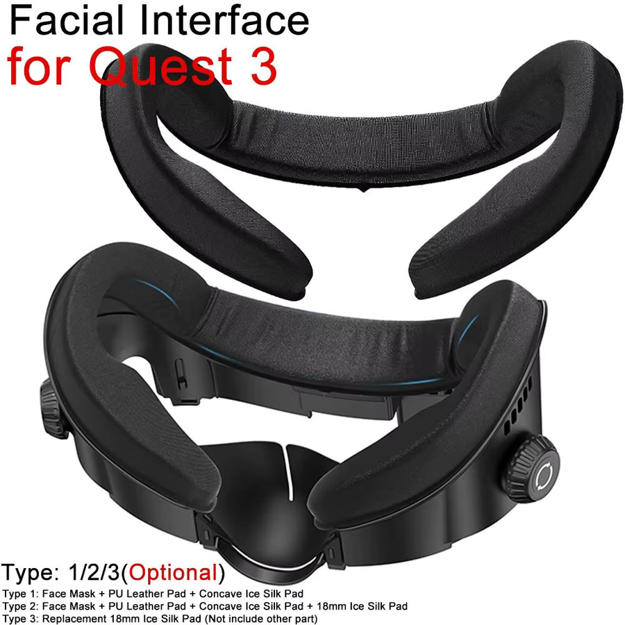 AMVR FC4A Gesichtsmasken-Abdeckung aus PU-Leder für Meta Oculus Quest 3, Gesichtsschnittstelle mit Multi-Vent-Eisseiden-Gesichtspolster für Halo-Kopfband, Schwarz - Bild 6
