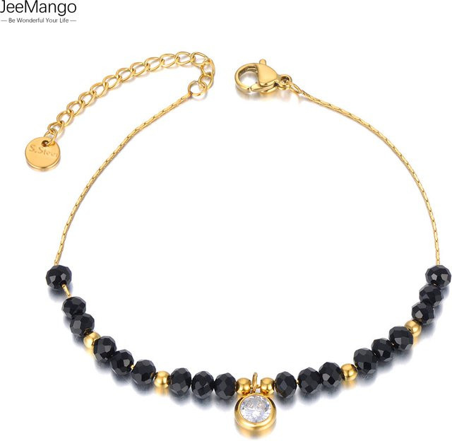 JeeMango Armband Edelstahl, Schwarz, Kristall, Perle, Zirkonia, Damen - Bild 1
