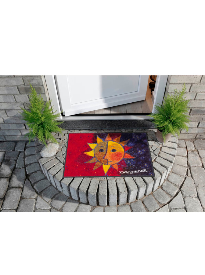 Rutschhemmende Salonloewe Fußmatte mit Sonnen-Motiv in Multicolor, rechteckig und modern - Bild 2