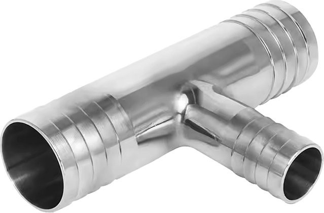 3-Wege-Splitter Reduzier-T-Stück aus 304 Edelstahl als Schlauchtülle und Rohrverschraubung in Silber - Bild 1