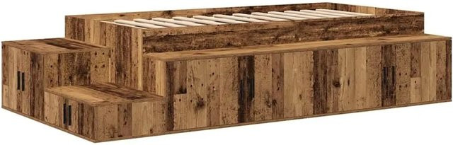 vidaXL Stauraumbett aus Holzwerkstoff in Altholz-Optik, Farbe Braun, B/T/H: 80 x 200 x 127 cm - Bild 1