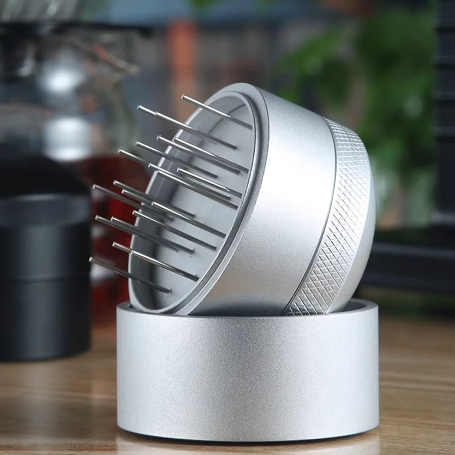 Punana Espresso Kaffee Verteiler und Nadelrührer aus Edelstahl in Schwarz und Silber für 51mm, 53mm oder 58mm Maschinen - Bild 2