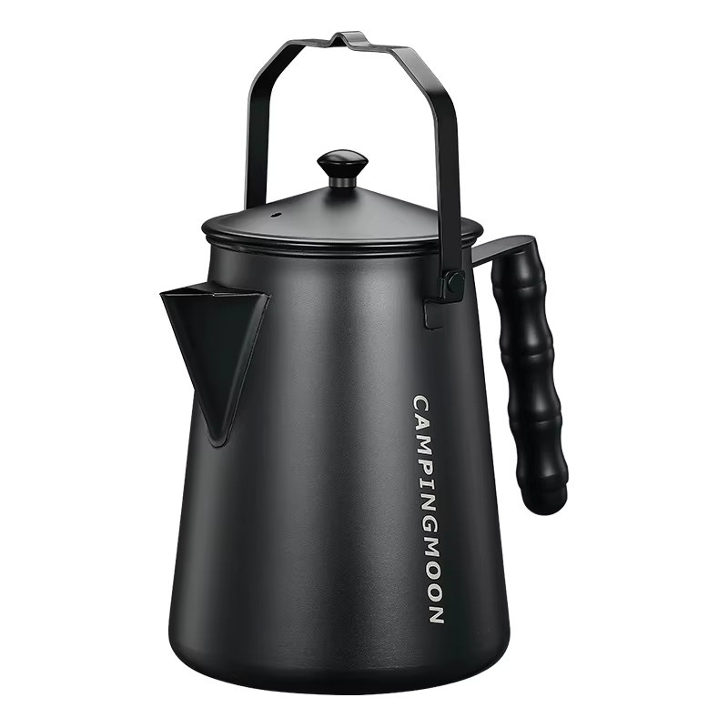 BKSW-6 Oma-Topf aus Edelstahl mit Titanbeschichtung in Silber und Schwarz, Outdoor-Kaffeekanne zum Übergießen für Camping, Picknick und Teezubereitung - Bild 2
