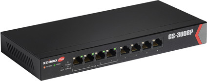 Edimax GS-3008P Smart Netzwerk Switch mit 8 Ports, 4x PoE+ (72 W), Gigabit Ethernet, Schwarz - Bild 1