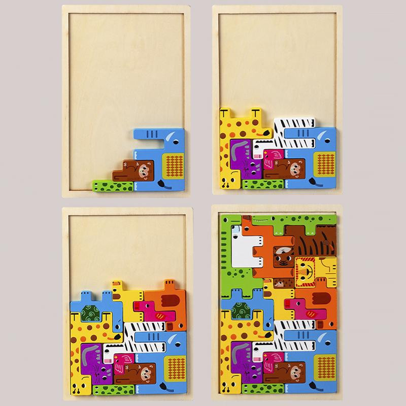 Bai Fen Bai Montessori Tierfiguren Transport Holzpuzzle, ab 3 Jahre - Bild 3