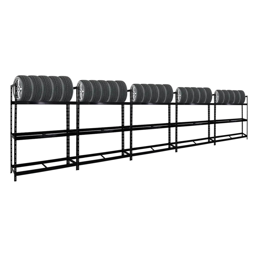 PROREGAL Reifenregal Tiger XL Schwarz, 5er Set aus Stahl, H x B x T: 200 x 150 x 45 cm - Bild 2