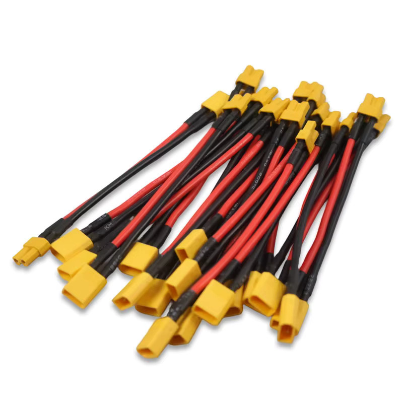 XT30 zu XT30 Steckverbinder Adapter Set mit 14AWG Silikonkabel in Gelb für RC FPV Quadcopter und CineLog35 Drohnen - Bild 2
