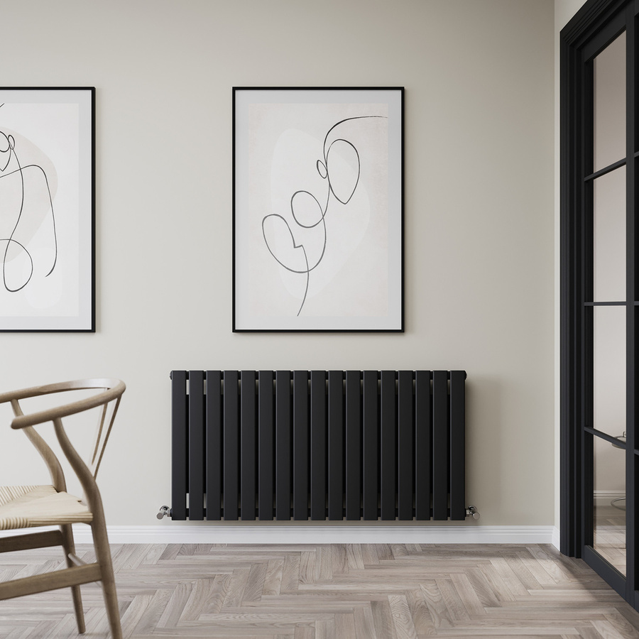 Hudson Reed Alpha Design Konvektor-Heizkörper Typ 11 Horizontal, Schwarz, Leistung: 1061 Watt, B: 119 cm, H: 60 cm - Bild 1