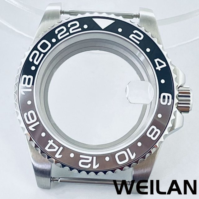 ANGLANG Armbanduhr GMT, Edelstahl, Silber, Keramik Lünette, Saphir, 40 mm, Unisex - Bild 1