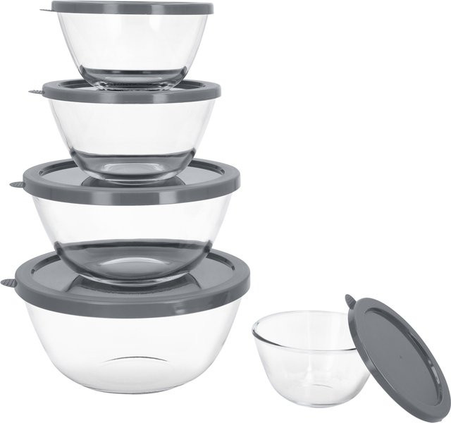 SILVERCREST Schalen-Set aus Glas, 5-teilig, transparent, stapelbar, mikrowellenfest, gefriersicher und spülmaschinenfest - Bild 1