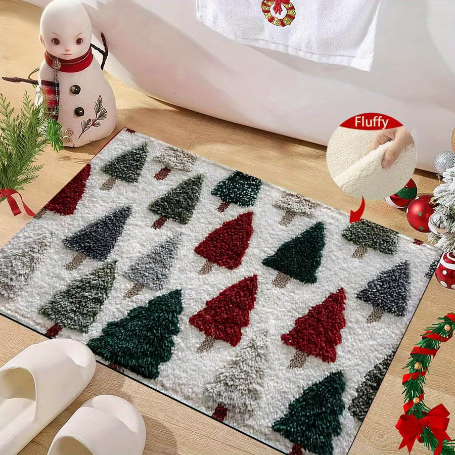 VIKAMA Weihnachts-Badezimmer Matte, rutschfest und schnell trocknend, maschinenwaschbar, mehrfarbig - Bild 3