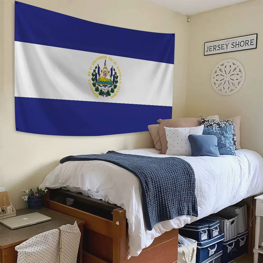 El Salvador Flagge aus Polyester mit vier Ösen in Blau und Weiß - Bild 2