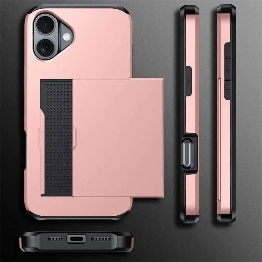 Schutzhülle mit Brieftaschenfunktion und Kreditkartenhalter für Apple iPhone 17 Air 16E 15 14 Plus 13 12 Pro Max in Pink - Bild 2