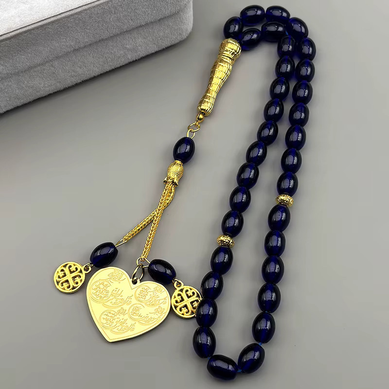 JYTF Anhänger Edelstahl, Goldfarben, Glas-Gebetsperlen, Unisex - Bild 1