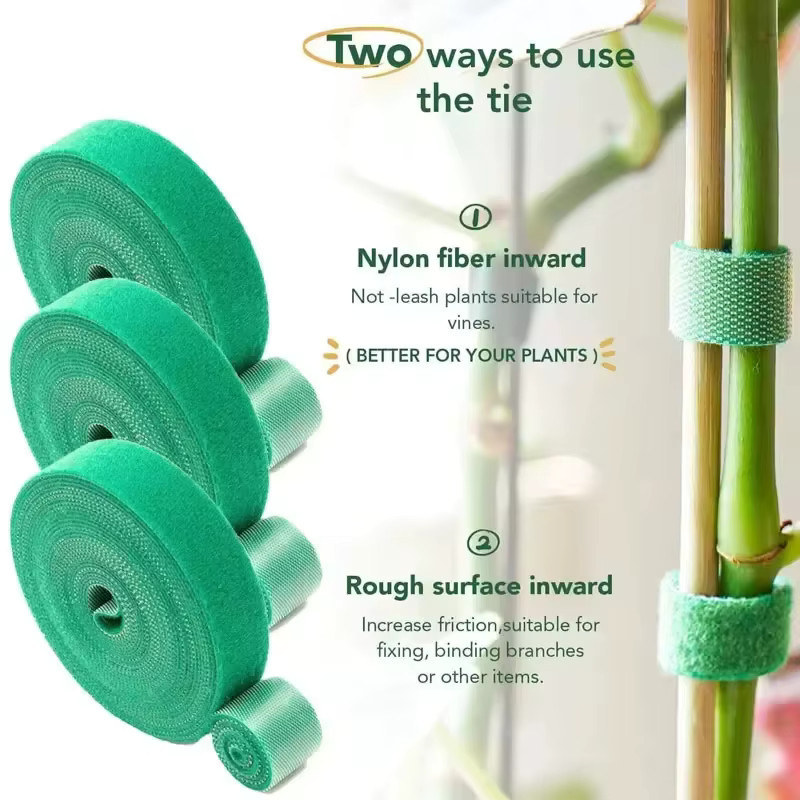 Selbstklebendes Nylon-Pflanzenstützband in Grün zur Befestigung von Pflanzen und als wiederverwendbare Kabelbinder für den Garten - Bild 2