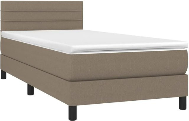 vidaXL Boxspringbett mit Matratze und LED in Beige, Hybridbett mit USB-Anschluss und Taschenfederkern, B/T/H: 90 x 200 x 103 cm - Bild 1