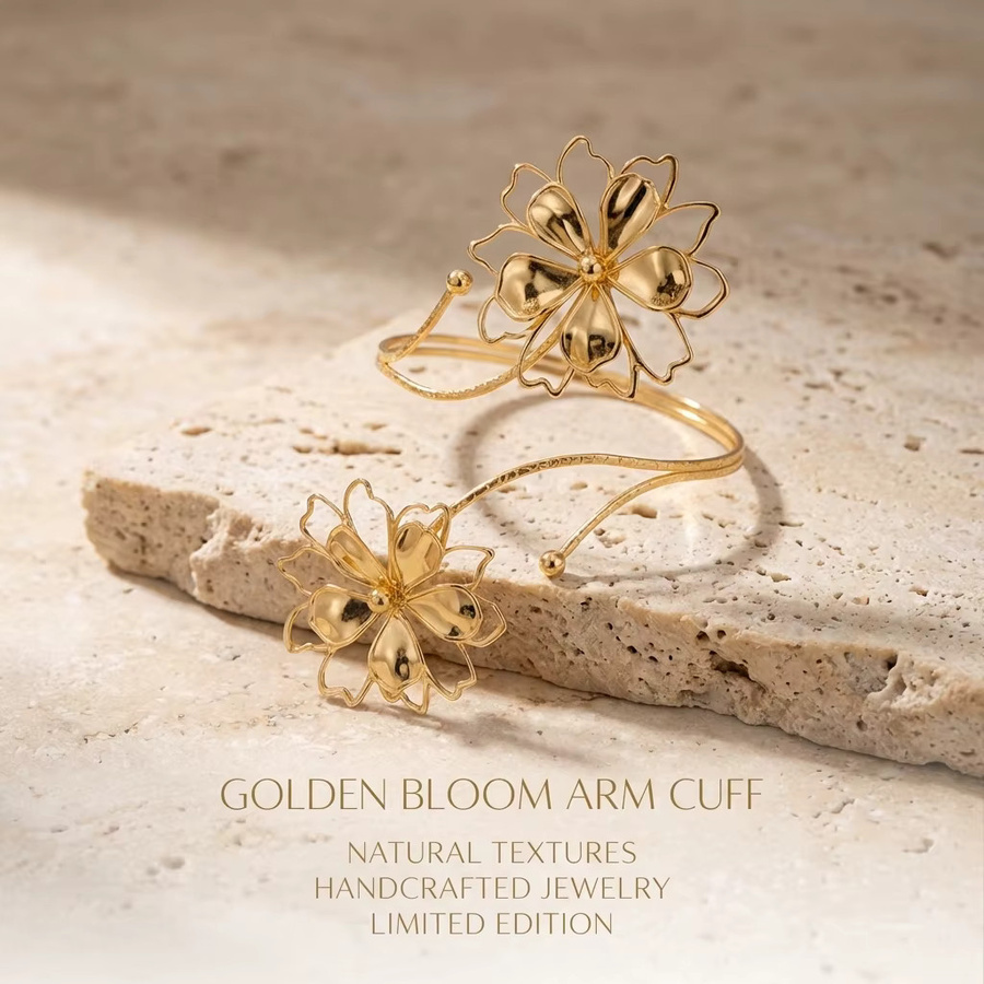 RINHOO FRIENDSHIP Oberarmreif, Blumen, Goldfarben, Damen - Bild 2
