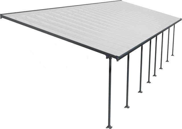 Palram Canopia Terrassenüberdachung Feria in Anthrazit mit integrierten Regenrinnen und Click N´ Lock Dachverbindungssystem, B: 12,12 m, H: 4 m - Bild 1