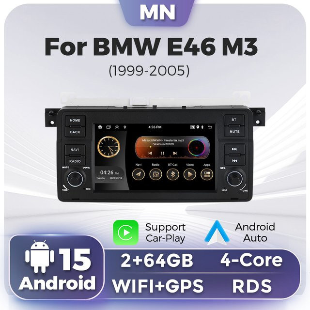 NAVIFANS 7 Zoll CarPlay und Android Auto Autoradio für BMW E46 M3 mit GPS, WiFi und Multimedia-Funktionen in Schwarz - Bild 1