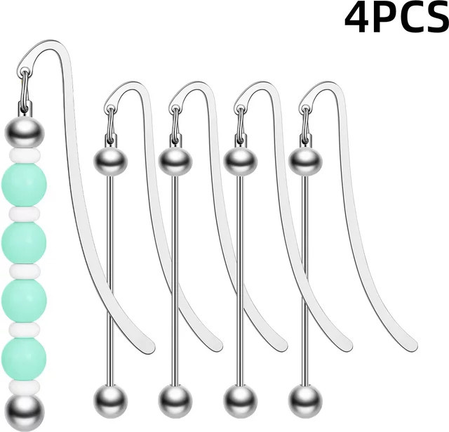 DIY-Lesezeichen-Set mit Perlen, 4-teiliges Blanko-Bar-Set aus Metall, Unisex - Bild 1