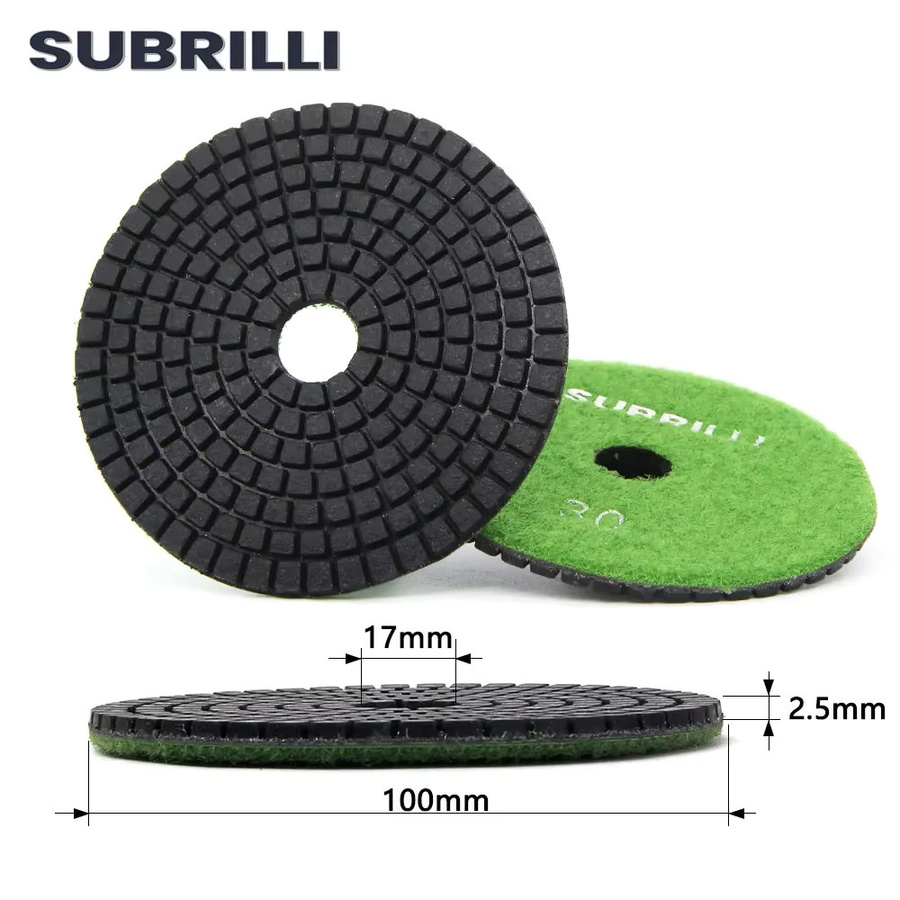SUBRILLI 8er Set Diamant Polierpads für Stein Beton Granit und Marmor zum Nassschleifen in Mehrfarben - Bild 2
