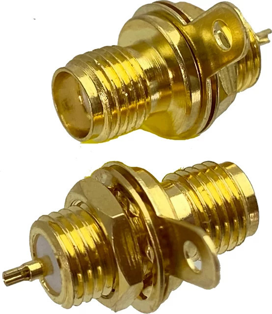 SMA Weiblicher Koaxial-Stecker SMA Jack Solder Panel Mount RF Messing 50 Ohm in Gold - Bild 1