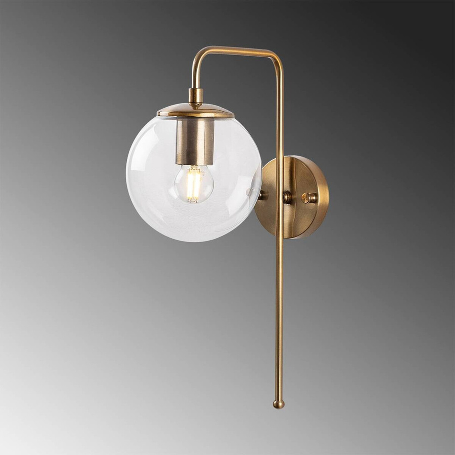 Opviq Wandleuchte Viran in Bronze aus Metall und Glas mit transparentem Schirm, E14, B/H/T: 28 x 43 x 15 cm - Bild 2