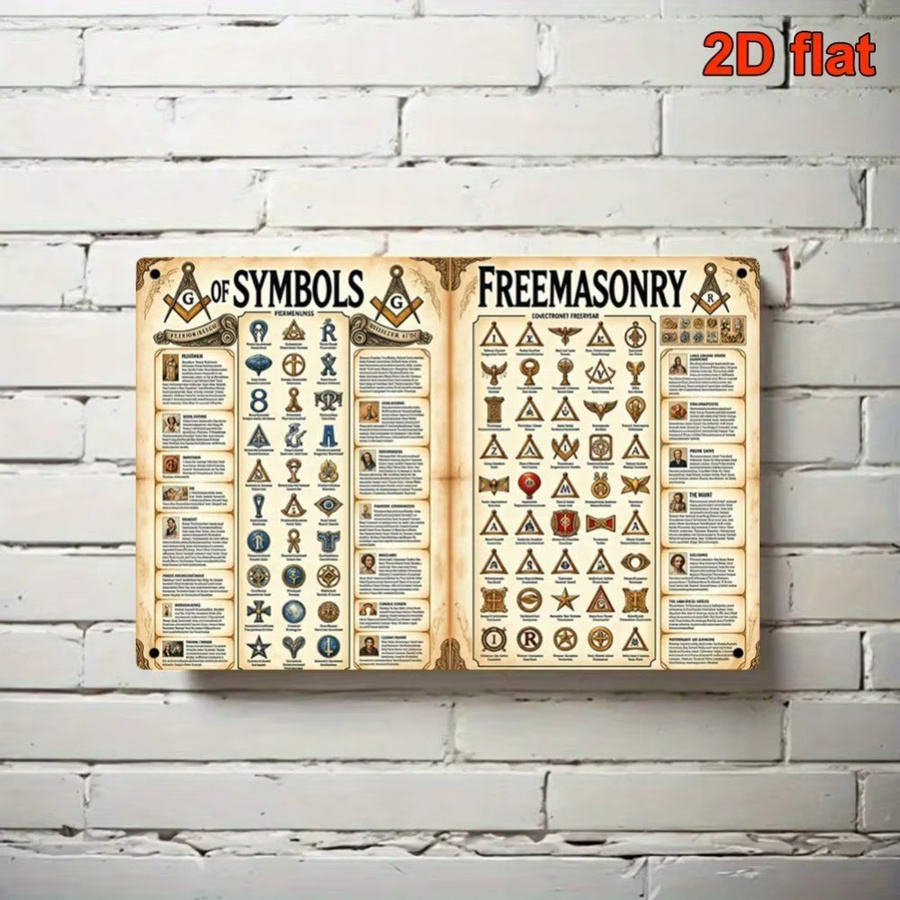 CIFBUY Freimaurerei-Wandschild aus Metall in Beige mit 35. Grad Emblem und Kompass, B/H: 20,3 x 30,5 cm - Bild 2