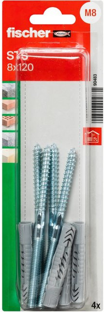 Fischer Universaldübel UX und Stockschraube STS aus Nylon, 4 Stück, Durchmesser: 8 mm, Länge: 120 mm - Bild 1