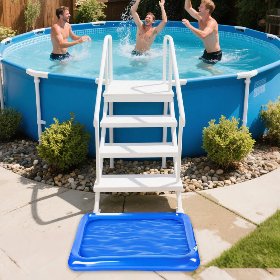 Tragbares aufblasbares Fußbecken in Blau aus Kunststoff für Pool und Strand - Bild 2