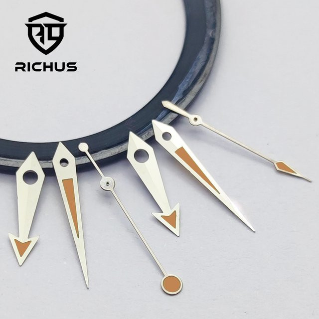 RICHUS Uhrzeiger, Edelstahl, Silber, grün leuchtend, 10 mm x 13 mm x 14 mm - Bild 1