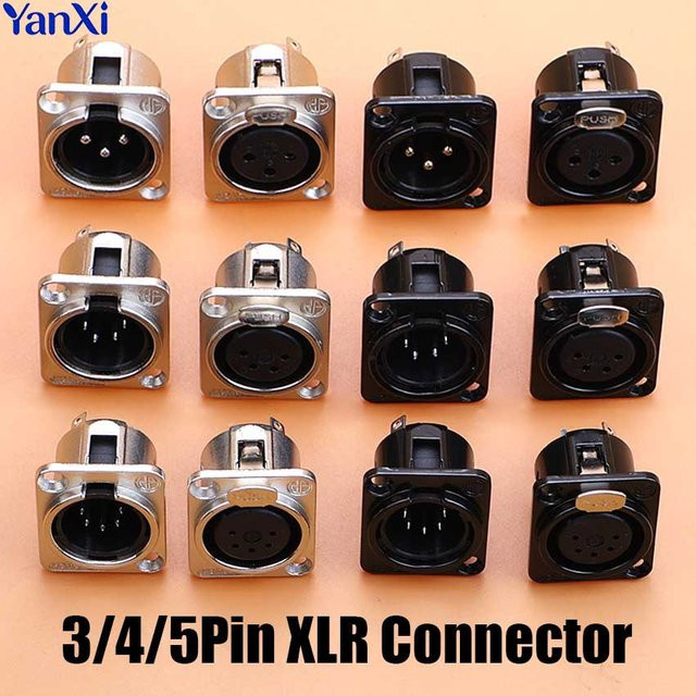 ChengHaoRan XLR Metall-Buchse Stecker für Audio und Mikrofon in Schwarz und Silber (3-Pin, 4-Pin, 5-Pin) - Bild 1