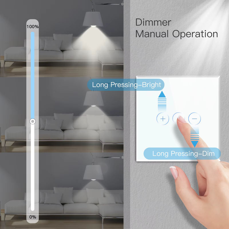 BSEED Touchscreen-Dimmer mit Glasscheibe, 1 Gang, 2-Wege, LED-dimmbar, Weiß und Schwarz, 10 A - Bild 2