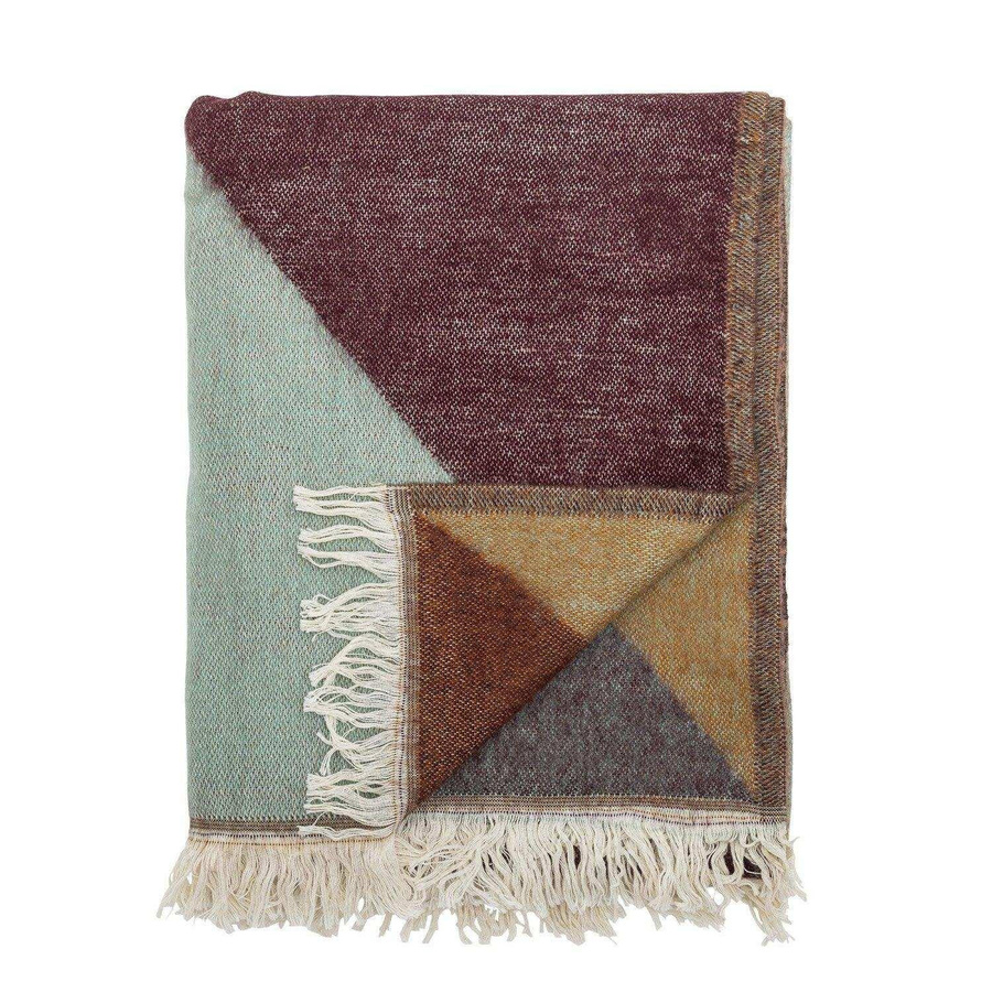 Bloomingville Plaid Ara in Rot und Multicolour mit geometrischem Muster, B/B: 150 x 125 cm - Bild 1