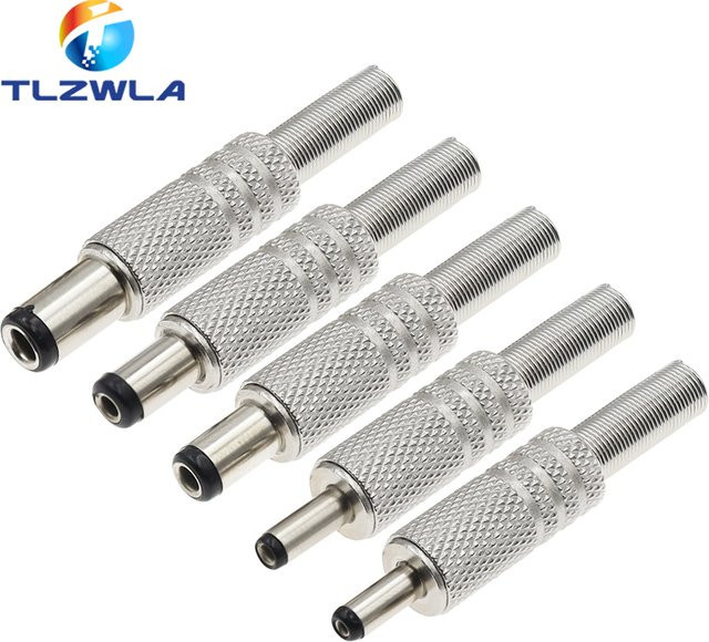 5er Set DC Power Jack Stecker Adapter aus Metall in Schwarz und Silber mit verschiedenen Größen: 5,5 x 2,5 mm, 5,5 x 2,1 mm, 4,8 x 1,7 mm, 4,0 x 1,7 mm und 2,5 x 0,7 mm von TLZWLA - Bild 1
