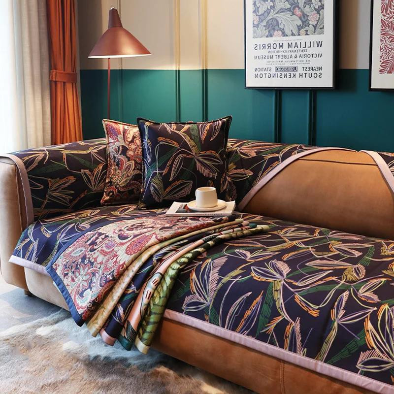 Universeller Chenille Kissenbezug mit Blumenmuster für dein Sofa, rutschfest und staubdicht, B/B: 90 x 90 cm - Bild 3