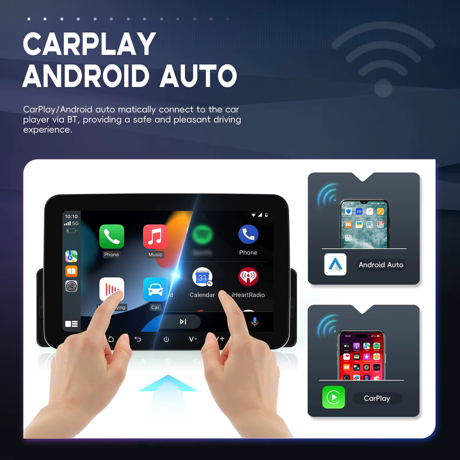 Podofo Android Autoradio mit CarPlay, 64 GB Speicher, WiFi, Bluetooth, GPS und DSP Navigation in Schwarz - Bild 2
