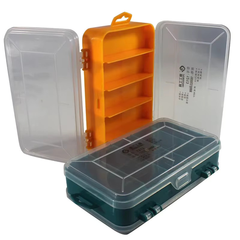 FNICEL Werkzeugkasten aus transparentem Kunststoff mit blauem Akzent, Aufbewahrungskoffer für Hardware und elektronische Komponenten, B/T/H: 16,0 x 9,2 x 4,4 cm - Bild 3