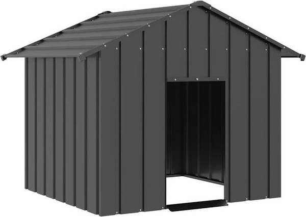 vidaXL Hundehütte mit Dach aus Metall in Anthrazit, wetterfest, B/T/H: 131 x 101 x 102 cm
