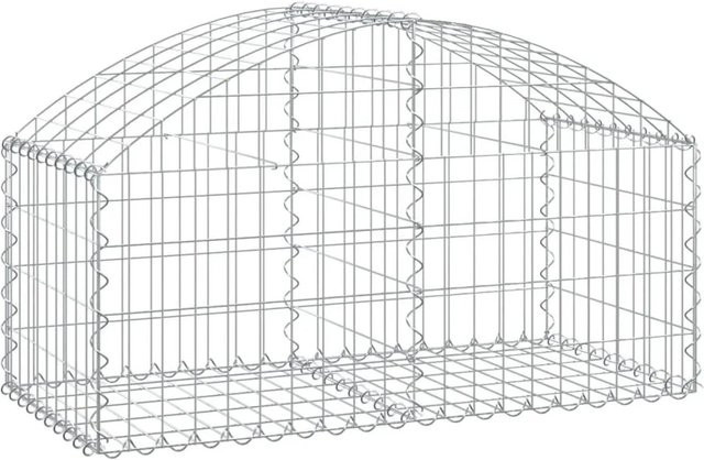 vidaXL Gabione mit Hochbogen aus verzinktem Eisen in Silber, B/T/H: 100 x 50 x 40/60 cm - Bild 1