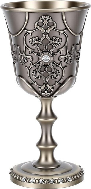 Dekorativer Metallkelch von Fishine mit antiker 3D-Blumengravur in Bronze und Grau - Bild 1