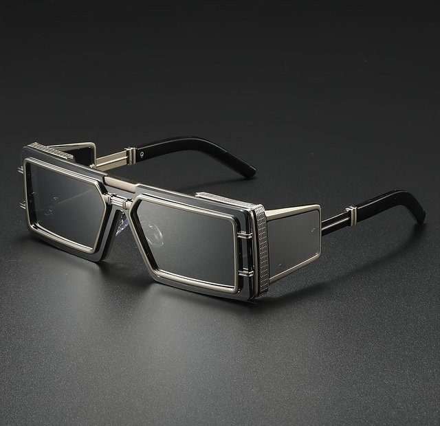 Herren Brille, Quadratisch, Vollrand, Metall, Schwarz - Bild 1